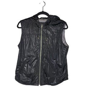 New York & Company Women's Full Zip Hooded Black Vest Size Medium Zipper Pockets